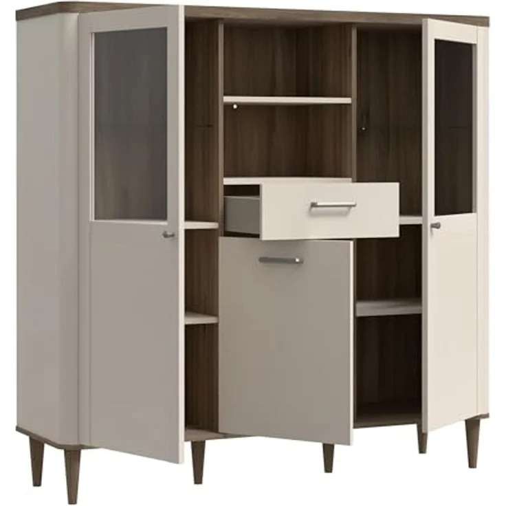 FORTE Vitrine Lacetti B/H/T 144,8/142,9/41,2 cm, Echtholzfüße – Bild 6