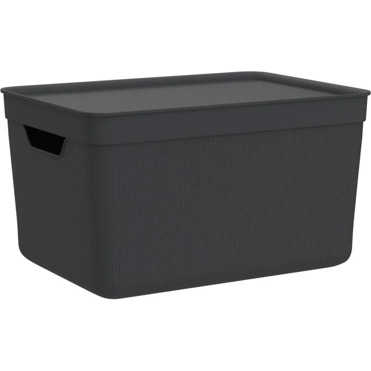 Jive Dekobox 3er- Set Aufbewahrungsbox 16l mit Deckel, Kunststoff (PP recycelt), dunkelgrau, 3x16l (37.5 x 27.8 x 29.8 cm), Anthrazit – Bild 4