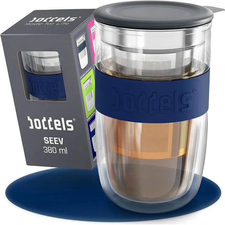 BODDELS Teebecher mit Sieb SEEV 380ml nachtblau
