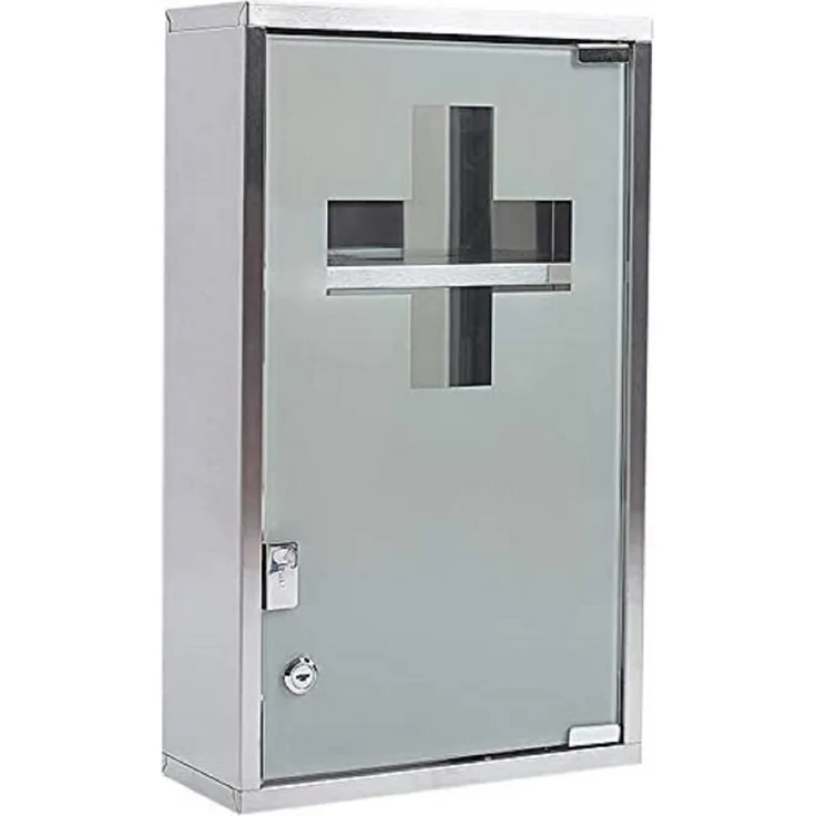 Zedelmaier Medizinschrank Abschließbarer Medizinschrank aus Edelstahl,Medikamentenschrank (YX3001) Magnetverschluss, Kindersicher, abschließbar mit 2 Enden