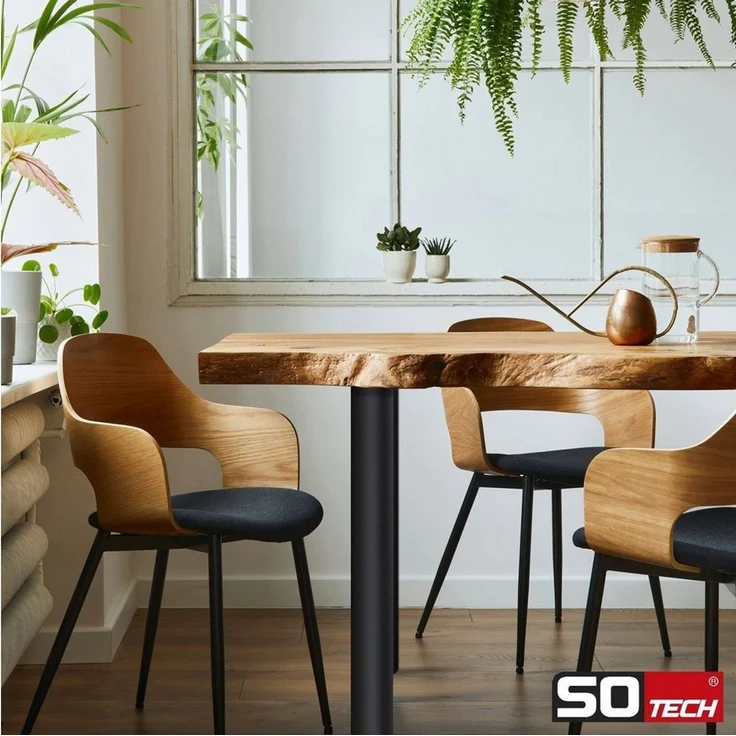 SO-TECH® Tischbein Ø 76 / 80 mm, belastbar bis 75 kg pro Stück, H: 71cm, Stahl, schwarz, höhenverstellbar bis 32mm, 4x – Bild 4