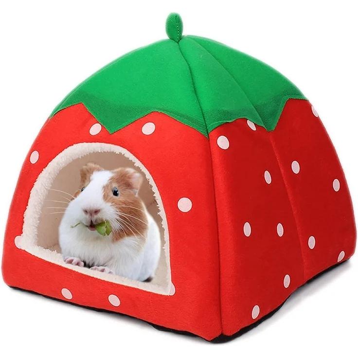 Ledander Tierhaus Meerschweinchenbett, gemütliches Winterhaus für Meerschweinchenzubehör, Meerschweinchenzubehör mit weichen Kissen, für Kaninchen, Kleintiere – Bild 1
