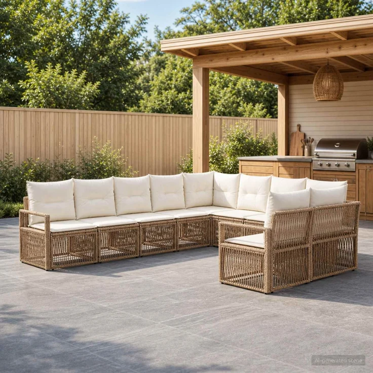 vidaXL Gartensofa-set 11 stk. Beige Poly-Rattan 3435852 – Bild 1