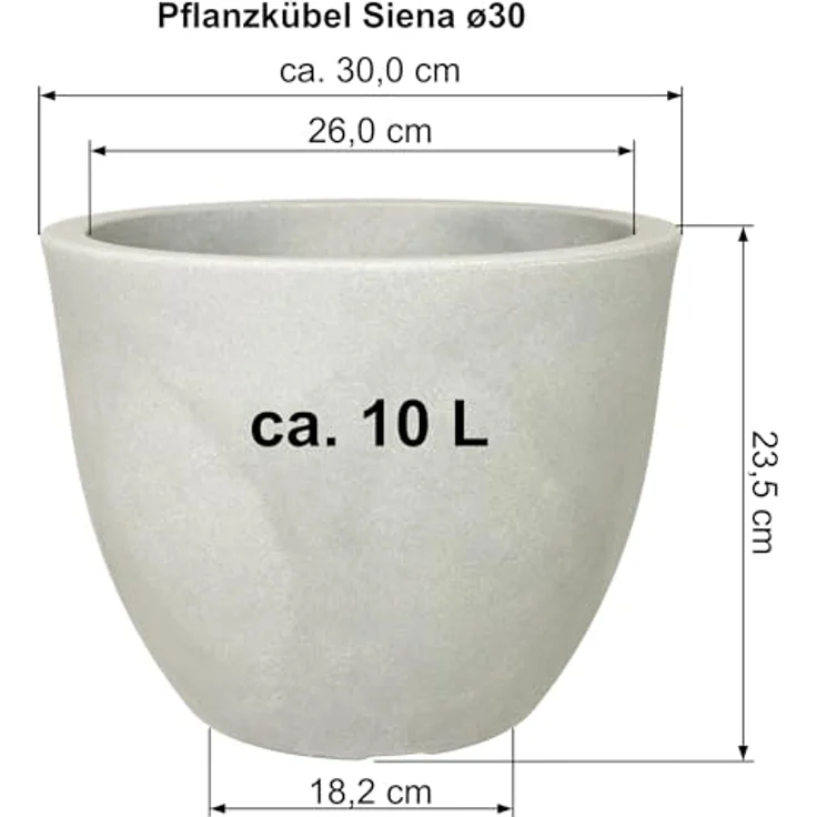 Heimwerkercenter Pflanzkübel MePla Blumentopf Siena ø30 cm, Anthrazit, frostfester Kunstoff – Bild 3