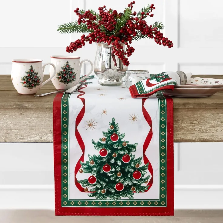 Elrene Home Fashions Villeroy & Boch Toy's Delight Weihnachtstischläufer, Festliche Tischdekoration, 33x178 cm
