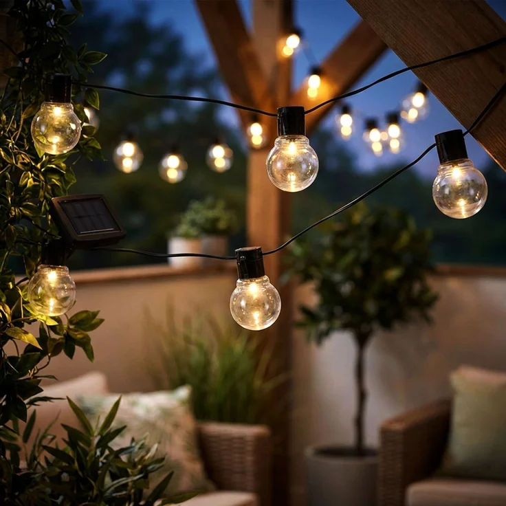 2x LED Lichterkette, Solar, Warmweiß, Schwarz, Hanfseil, L 460 cm – Bild 2