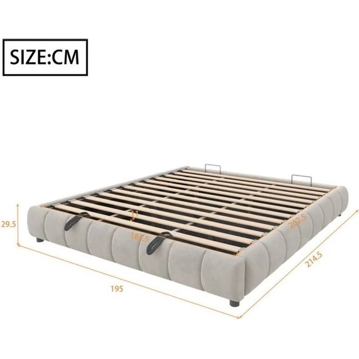 STILVORA Polsterbett 180x200 Doppelbett mit LED&Stauraum,Jugendbett mit Lattenrost&Matratze (Hydraulisches, ohne Kopfteil, mit LED-Licht & Stauraum, für moderne Schlafzimmer & Jugendzimmer 180x200 cm), Mit Matratze – Bild 2