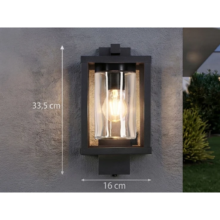 Außenwandleuchte LUNGA Anthrazit in Laternenoptik, Höhe 33cm – Bild 4