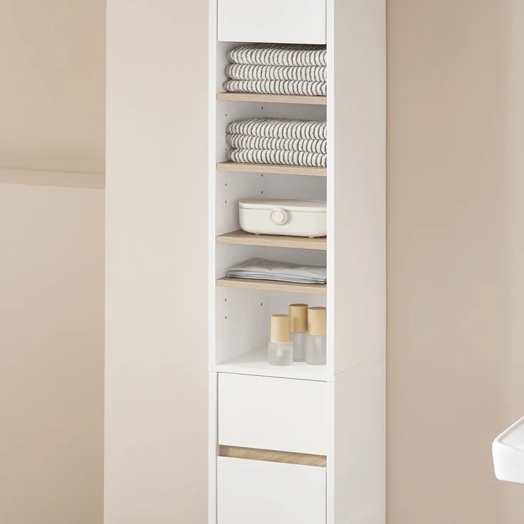 SoBuy BZR34-WN Badezimmer-Hochschrank, MDF, Lackiert, Weiß, 20 x 180 x 20 cm – Bild 8