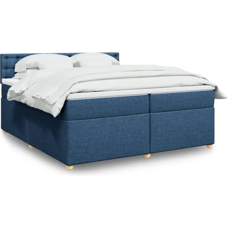 vidaXL Boxspringbett mit Matratze Blau 200x200 cm Stoff 3289107 – Bild 1