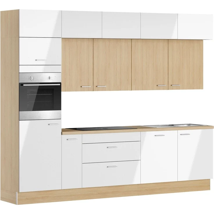 KOCHSTATION Küchenzeile KS-Lucy wahlweise mit Induktionskochfeld mit integriertem Dunstabzug, Breite 300 cm, Soft-Close, inkl. Zubehör, wahlweise mit E-Geräten – Bild 3