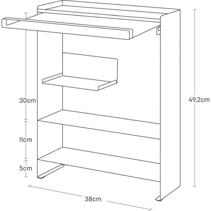Yamazaki Küchenregal "Tower" Küchenregal 38x49,2x16,3cm 3-stöckig weiß, platzsparend, als Gewürz- und Aufbewahrungsregal in der Küche, Metall – Bild 2