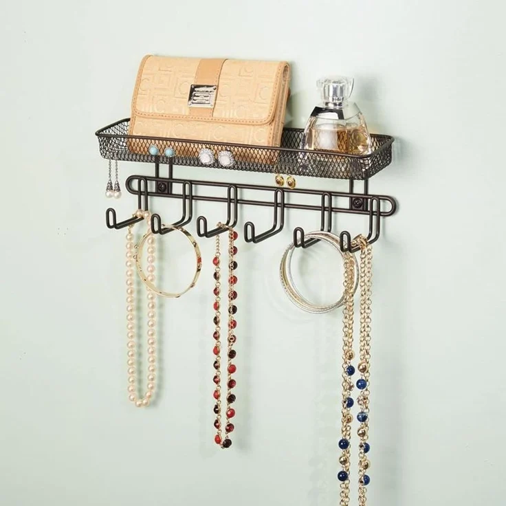 Schmuckaufbewahrung Wand bronze Schmuckhalter Organizer Haken Fächer mDesign – Bild 4