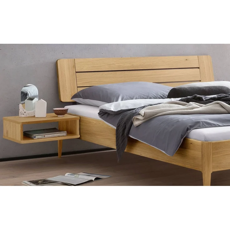 Hasena Massivholzbett Busseto Eiche bright mit Rundfüßen 180x220 cm, Komforthöhe 25 cm – Bild 3
