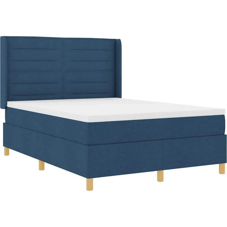 vidaXL Boxspringbett mit Matratze mit Kopfteil Blau 140 x 200 cm Stoff 3341776 – Bild 4