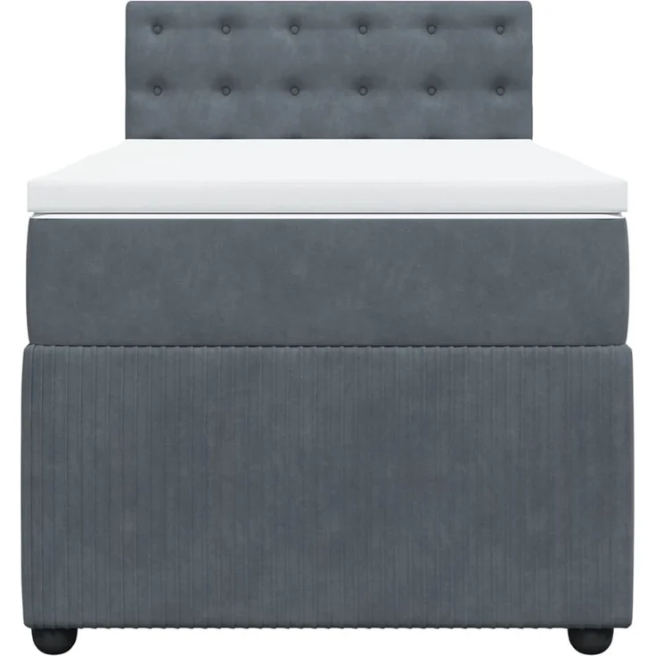 vidaXL Boxspringbett mit Matratze Dunkelgrau 90x200 cm Samt 3289939 – Bild 6