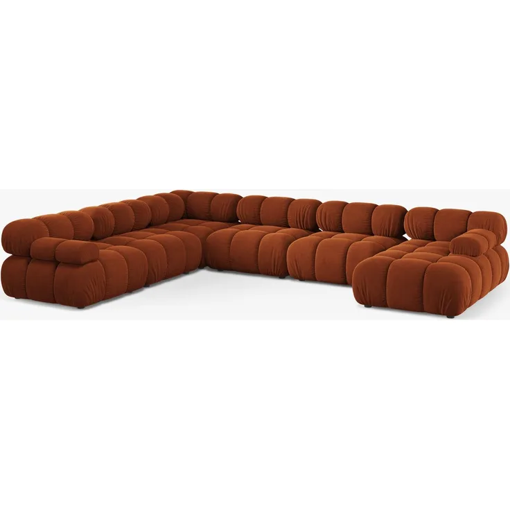 Micadoni Modulares Panorama Ecksofa Bellis 8-Sitzer Samt Bluvel Terrakotta Links