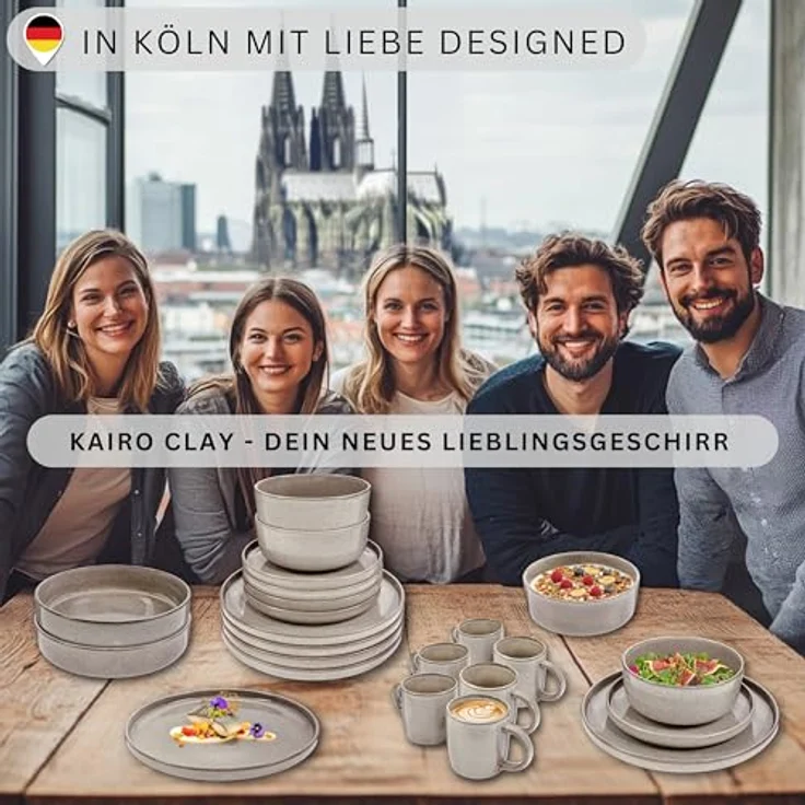 Sänger Kairo Clay Tafelservice, 18-teilig, Grau, kratzfestes Keramikgeschirr für Essen & Trinken – Bild 5