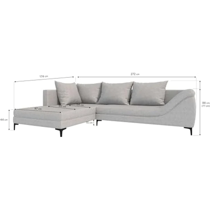 99rooms Loni Ecksofa Webstoff MALMO_NEW Beige Links – Bild 2