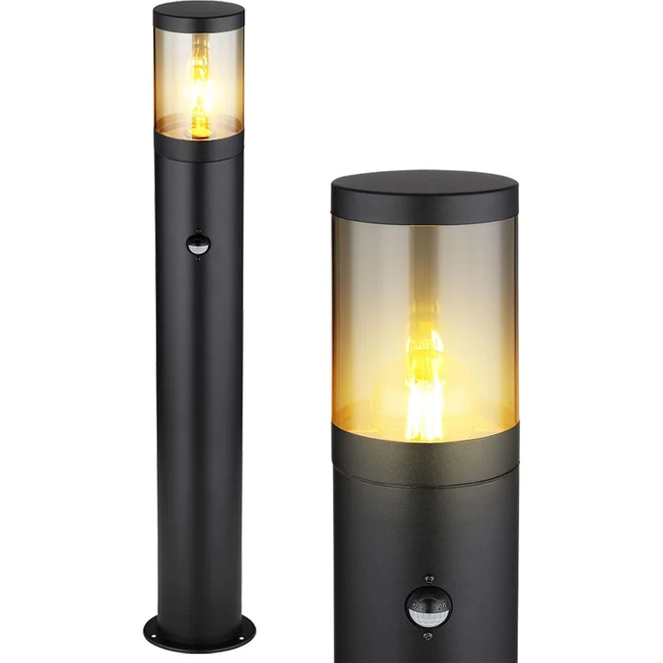 LED Stehleuchte, Bewegungsmelder, Edelstahl, schwarz, H 80 cm – Bild 1