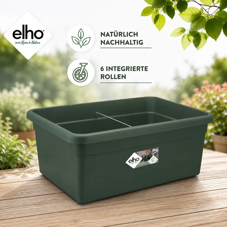 3X Elho Green Basics Beweglicher Garten - Gemüsegarten - Übertopf - Laubgrün - Draußen - L 76.7 x W 57.9 x H 29 cm – Bild 2