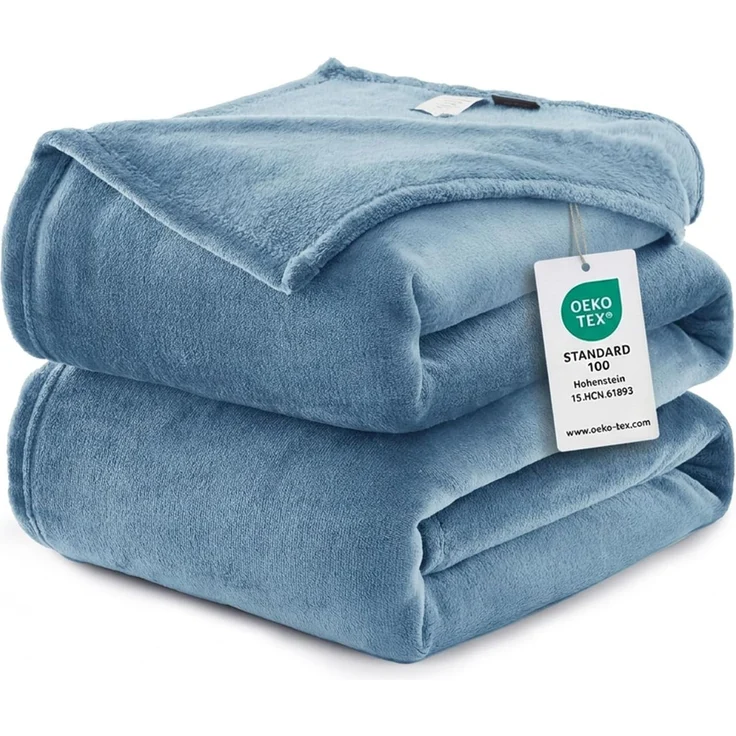 WAVVE Kuscheldecke Flauschig Decke Fleecedecke - Sofadecke Grau Blau 220x240 cm Wohndecke Couchdecke Weich, XXL Groß Decke Sofa Leicht