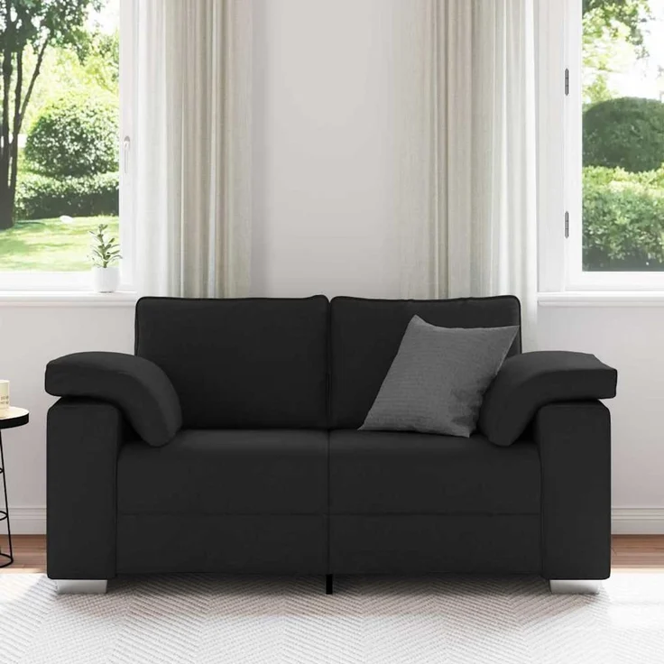 vidaXL Zweisitzer-Sofa Schwarz 160 cm Stoff 4105219 – Bild 3