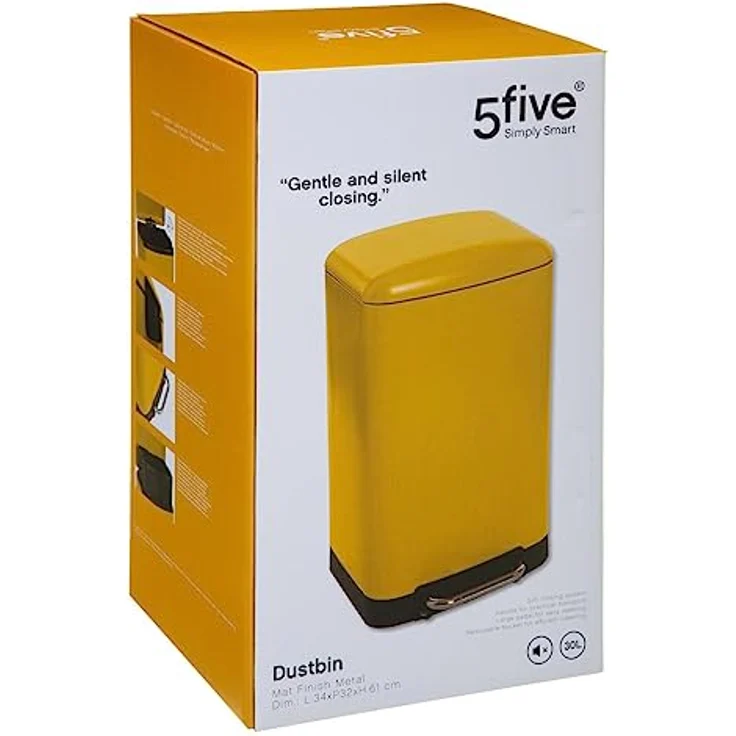 5 five simply smart Cestino in metallo 30 l Ariane, Kosmetikeimer mit Fußpedal, herausnehmbarem Eimer und Soft-Close-Mechanismus, arancione chiaro – Bild 4