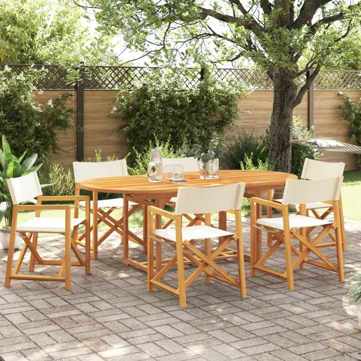 vidaXL Klappbare Gartenstühle 6 Stk. Cremeweiß Stoff 3208917