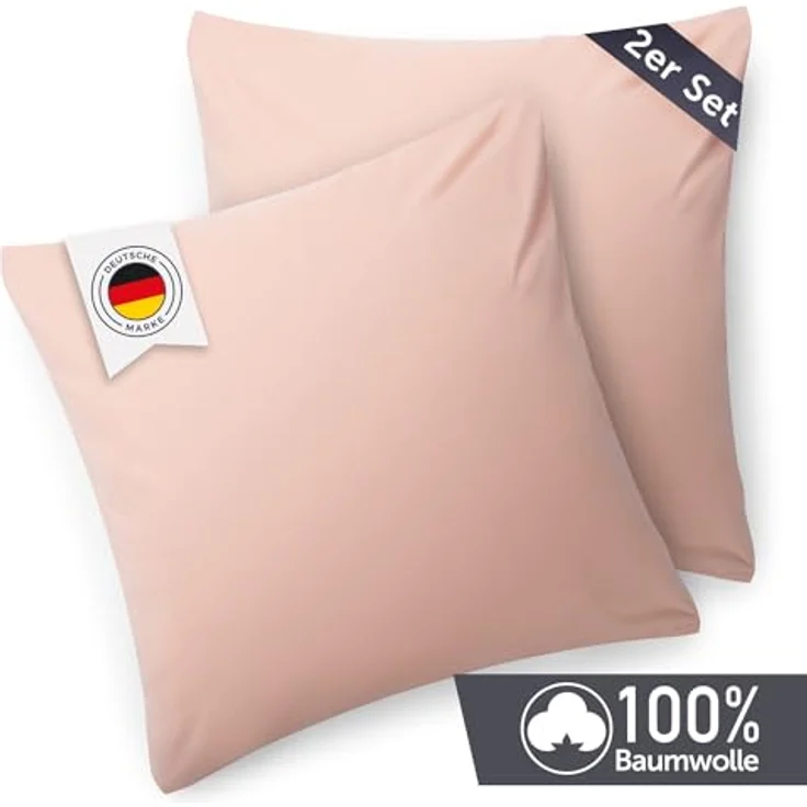 Blumtal Kissenbezug 65x65 cm (2er Set Kissenbezüge) - Rosa - 100% Baumwoll-Jersey, Oeko-Tex Zertifiziert, Kissenbezüge 65x65 - Jersey Kissenhülle für Deko-Kissen 65x65 mit Reißverschluss – Bild 3