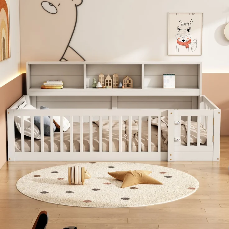 Daybett 90x200 cm Kinderbett Tagesbett Schlafsofa mit Ablagefach und Sicherheitsgeländer – Bild 3
