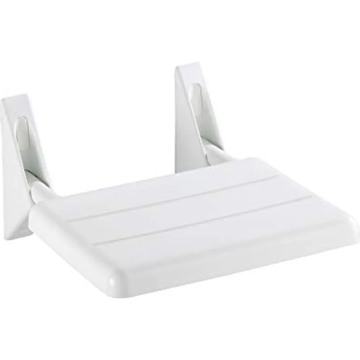 WENKO Duschklappsitz Secura, 120 kg Tragkraft, hochklappbar, Kunststoff Polypropylen, 32 x 19 x 36 cm, Weiß