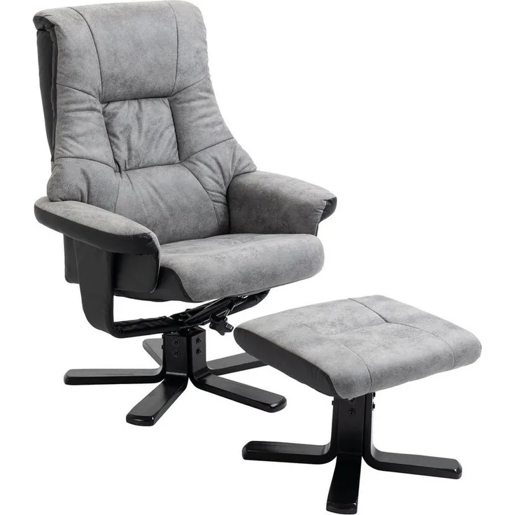HOMCOM Polsterstuhl TV Sessel mit Liegefunktion (Polstersessel, 2 St), Mikrofaser Grau, 78 x 82,5 x 109 cm