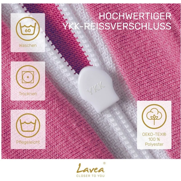 Lavea Kissenbezug 2er Set Kissenhülle Jersey, 100% Baumwolle, Kissenbezüge, (2 Stück), allergikerfreundlich - sicherer YKK-Reißverschluss - waschbar 60°C – Bild 3