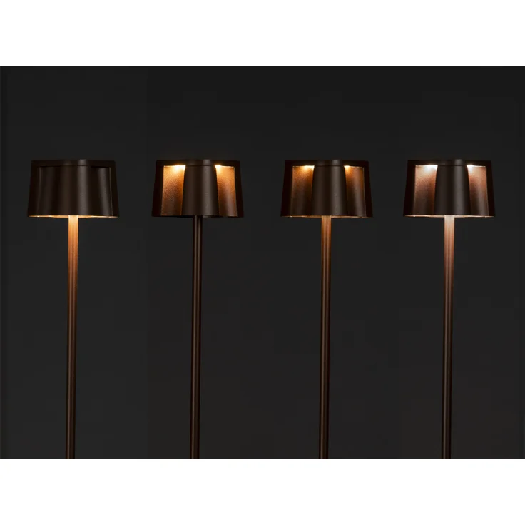 SET Akku Stehlampe 120cm & Tischleuchte 36cm für Outdoor kabellos Rostoptik – Bild 5