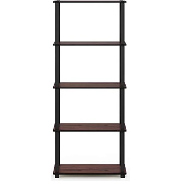 Furinno 5-Ebenen Mehrzweck-Regal mit quadratischen Rohren, holz, Dunkle Kirsche/Schwarz, 29. 46x59. 94x145. 8 cm – Bild 6
