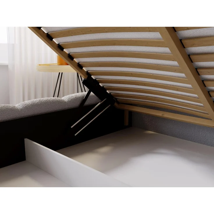 GRAINGOLD Cloud Bett 140x200, Polsterbett mit Bettkasten, Bouclé-Stoff, mit Kopfteil, Hellgrau – Bild 7