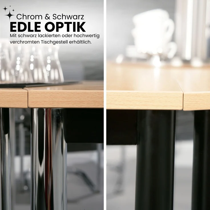 bümö Multifunktionstisch grau, Tisch 80 x 80 cm, Tischfuß vierkant in schwarz - einfacher Tisch klein, Besprechungstisch System D-Serie, Konferenztisch, Meetingtisch, Mehrzwecktisch, Pausentisch, DQ08-5-D – Bild 8