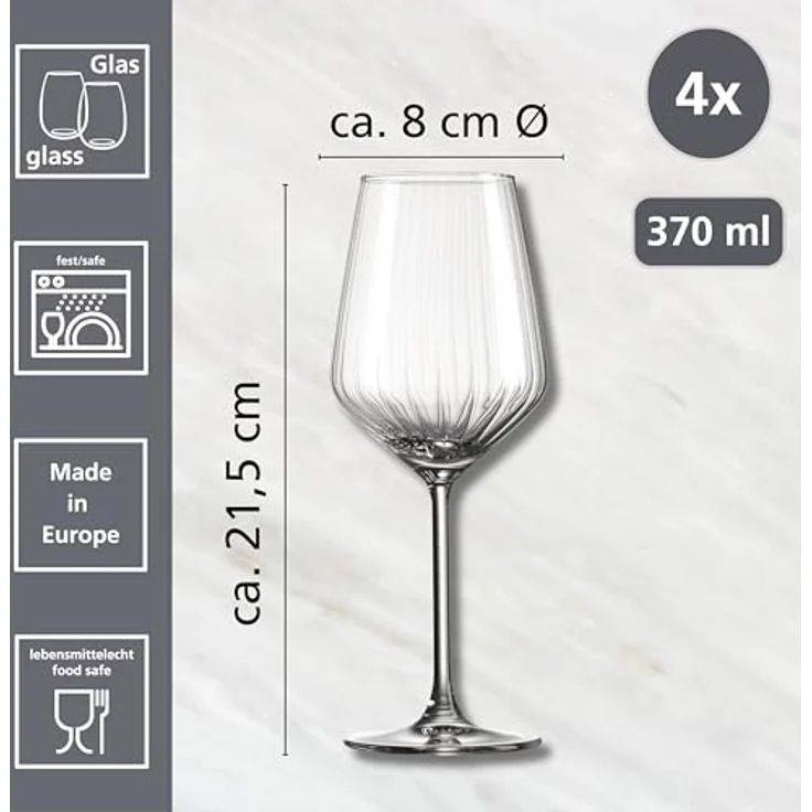 Ritzenhoff & Breker Weißweinglas Jive, 4-tlg, Glas, 4er Set, je 370 ml – Bild 3