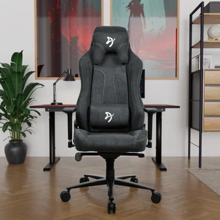 Arozzi Vernazza Gaming Stuhl, Polsterstoff, ergonomische 3D-Armlehnen, dunkelgrau, bis 145 kg belastbar – Bild 2