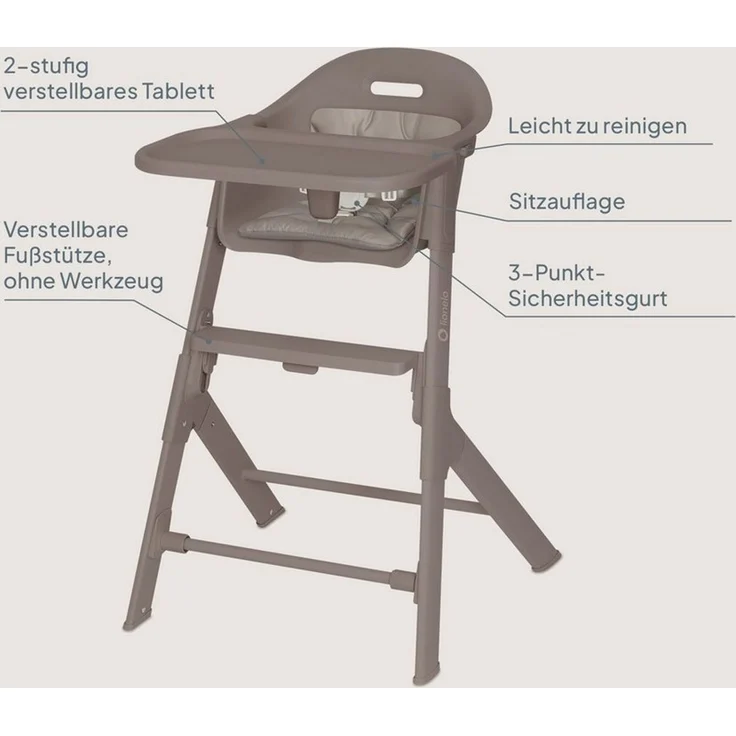 lionelo Hochstuhl BENY (Set), Verstellbare Fußstütze / 2 Stufen / leicht zu reinigen – Bild 1