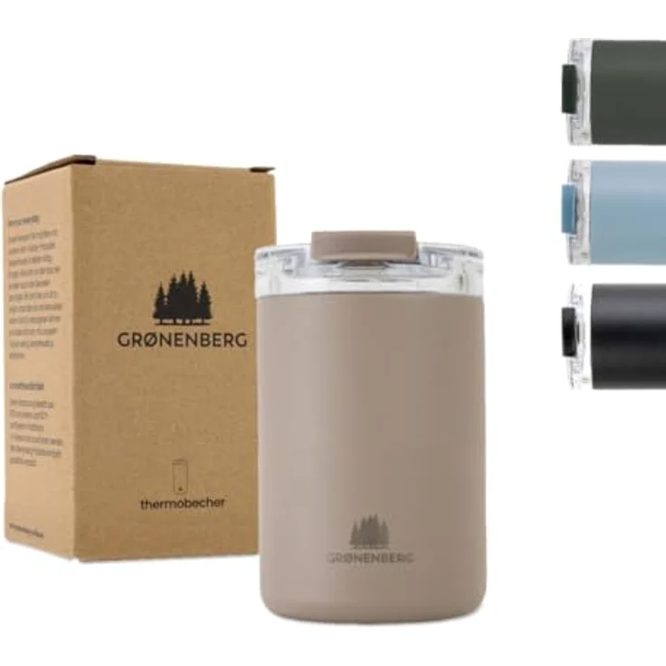 Groenenberg Thermobecher Earth, 350 ml | Kaffeebecher to go 100% Auslaufsicher | Hält mind. 4 h warm | Coffee to go Becher aus recyceltem Edelstahl – Bild 1