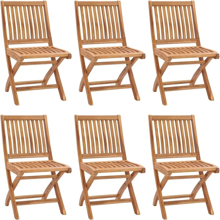 vidaXL Klappbare Gartenstühle mit Kissen 6 Stk. Massivholz Teak 3072856 – Bild 2
