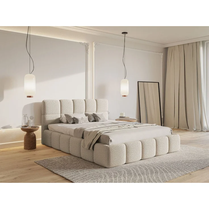 Selsey 'Cloudy' Polsterbett 160x200 mit Bouclé-Bezug, hellbeige – Bild 3