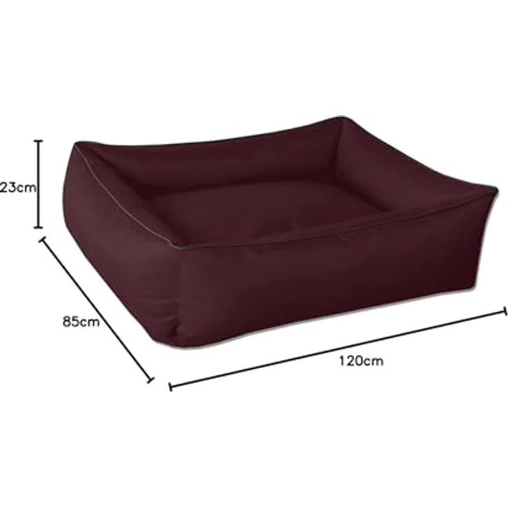 BedDog Hundebett MAX, großes Hundekörbchen aus Cordura, waschbares Hundebett mit Rand, Hundesofa vier-eckig (XXL) ca. 120x85x23cm, CHERRY (bordeaux) – Bild 11