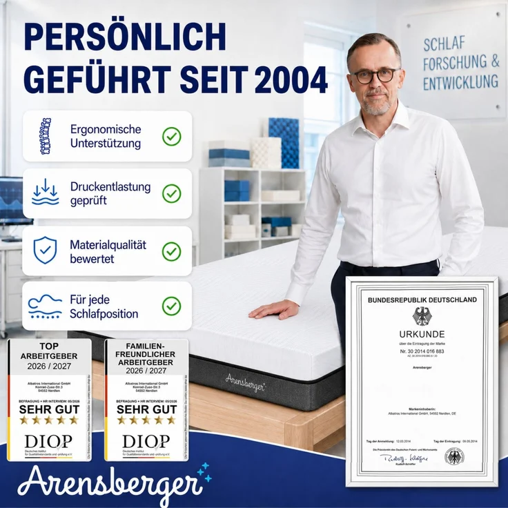 ARENSBERGER SARA Gelschaum Matratze 160x200 cm – 16 cm NANOCELL® Gel-Schaum – H3 Härtegrad – Atmungsaktiv – Abnehmbarer Bezug 240g/m² – Bild 8