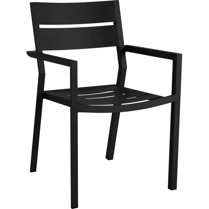 Gartenstuhl Delia mit Armlehne, Schwarz