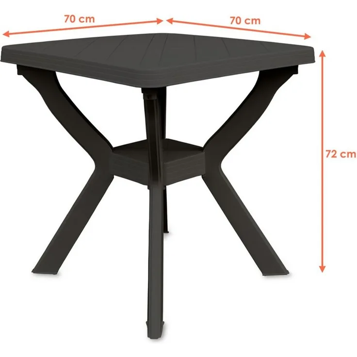 Spetebo Gartentisch Kunststoff Outdor Tisch quadratisch 70 cm (Anzahl, 1-St, Stück), mit modernem X-Gestell