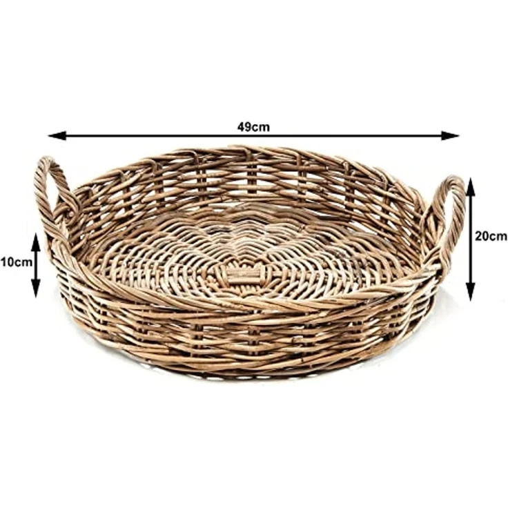 Kobolo Tablett Dekotablett Serviertablett kubu grau mit Griffen, Rattan – Bild 5