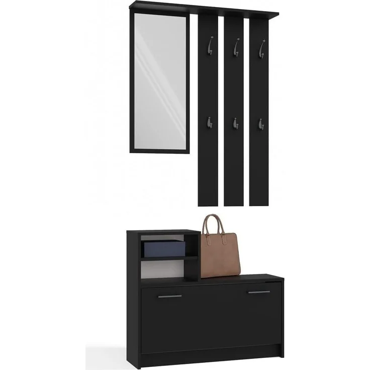 TOPESHOP GARDEROBEN-SET TRAUMGARDEROBE Laminierte Spanplatte Schwarz 180cm (H 180 x T 24 x B 85 cm) – Bild 1